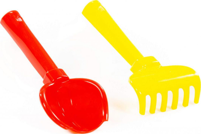 Set lopatë dhe grabujë lodër Polesie (2112), 17 cm, e gjelbër/e portokalltë