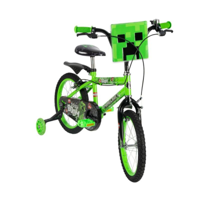 Детски велосипед Huffy Minecraft, 16", помошни тркала, зелен
