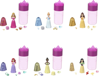 Kukull Disney Princess Color Reveal Party Series, 6 surpriza, shumëngjyrëshe