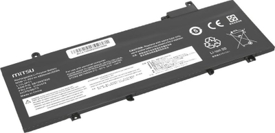 Bateri laptopi Mitsu L17L3P71 01AV478, 4800mAh, 11.55V, e zezë