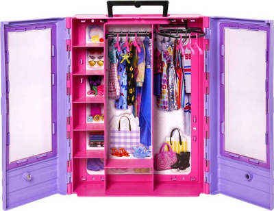 Lodër kukull Barbie Fashionistas Ultimate Closet, set gardërobe me dollap portativ, me rroba dhe aksesorë, shumëngjyrëshe