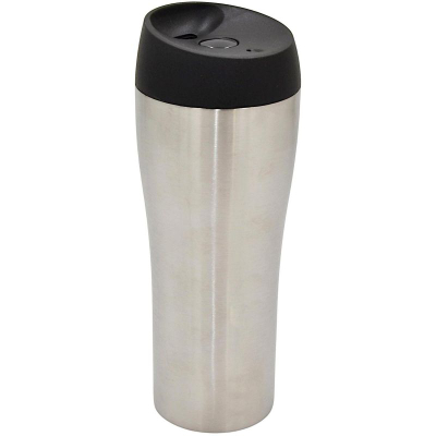 Gotë termike Excellent, 350 ml, çelik inox, ngjyrë argjendi me kapak të zi