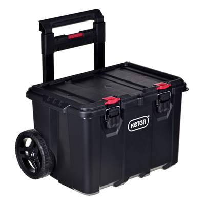 Sistem modular veglash Keter Stack N Roll 250927, me rrota, dorezë teleskopike, i zi