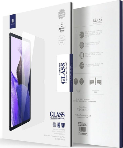 Заштита за екран Dux Ducis за Samsung Galaxy Tab S7 Plus 12.4 S7 FE, закалено стакло, анти-дамки, со црна рамка