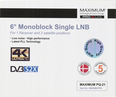 LNB satelitor Maximum PQ-21 Monoblock Single, 0.1 dB, 6°, i bardhë