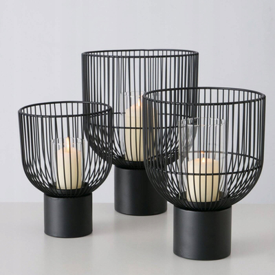 Set mbajtëse qirinjsh metalik Boltze Home Candy, 3 copë, për zbukurim