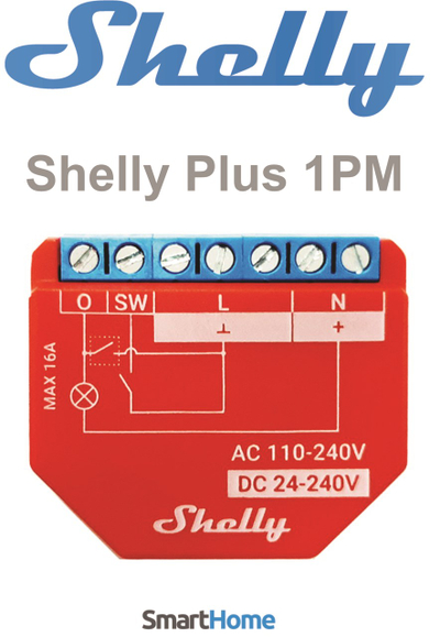Ndërprerës rele me matës Shelly Plus 1PM - i menaxhueshëm me WiFi dhe Bluetooth për Smart Home
