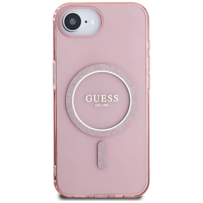 Футрола Guess MagSafe за iPhone 16e, TPU поликарбонат, со прстен MagSafe, розова