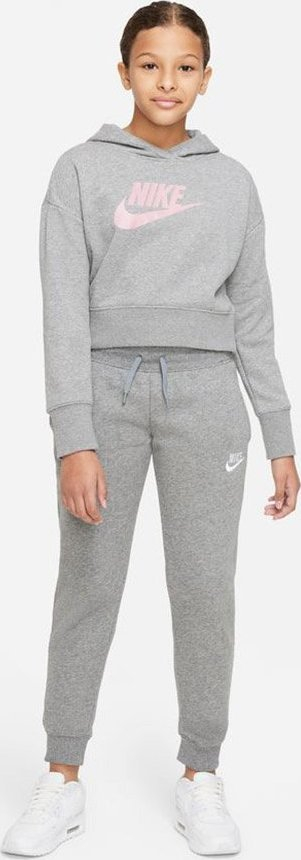 Bluzë me kapuç Nike Sportswear Club Cropped për goca, french terry, madhësia M, gri charcoal