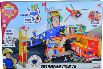 Set loje Simba Fireman Sam Mega Fire Station XXL, stacion i madh zjarri, me drita dhe zëra, shumëngjyrësh
