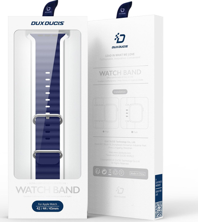 Rrip ore Dux Ducis OceanWave për Apple Watch 41 40 38mm, silikon, blu e errët