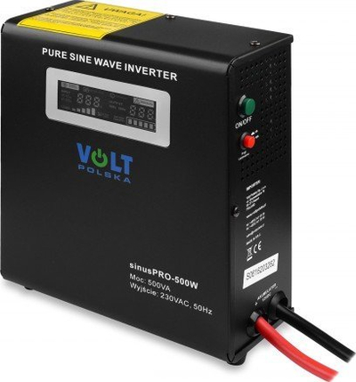 Inverter për furnizim emergjence Volt Polska SinusPRO 500W, 12V 230V, valë sinusi e pastër, i zi