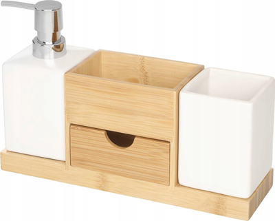 Set aksesorësh banjo 4Living Cube, 4 pjesë, qeramikë, i bardhë