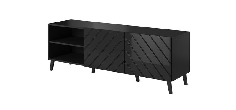 Komodë TV Bed Meble Abeto, 150x42x52cm, e zezë