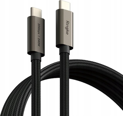 Kabllo USB C Ringke, USB 3.2 Gen 2x2, 240W, 2m, e zezë