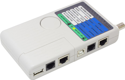Tester kabllosh rrjeti Alcasa GC-N0097, UTP STP RJ11 RJ45 USB BNC, gri