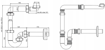Сифон за лавабо Basic Basin P Trap, 32mm, пластика, бел