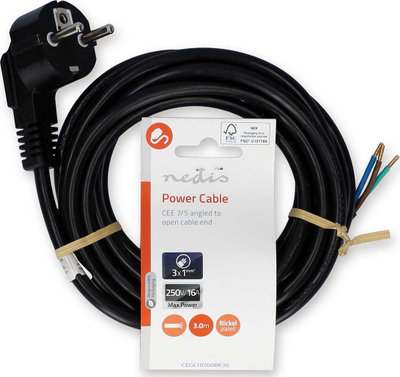 Kabllo rryme Nedis CEGL10700BK30, 3 m, prizë CEE7/7, i zi