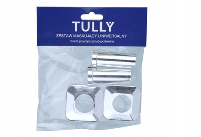 Set rozeta tubash Mera Technik Tully, katrore 49 mm, krom, argjendtë