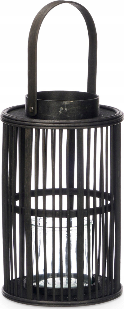 Fener dekorativ Black Bamboo Candle Lantern Large, bambus, i zi