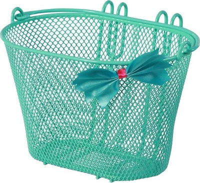 Shportë timoni për biçikletë Basil Jasmin Basket Junior, për 12"-20", rrjetë çeliku, jeshile