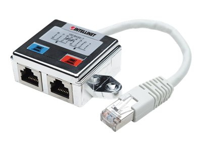 Intellinet 2-Port Modular Distributor, Cat5e, FTP, allows two RJ45 ports to share one Cat5e network cable