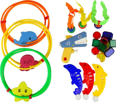 Set lodrash pishine Leantoys Diving Learning, hula hoop për zhytje, figura deti shumëngjyrëshe