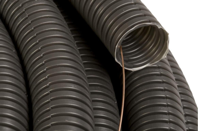 Gyp fleksibil elektrik PVC Corrugated Conduit 25 mm, me tel tërheqës, 50 m, gri
