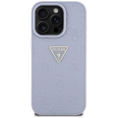 Mbulesë telefoni Guess Hot Stamp 4G për iPhone 16 Pro Max, eco-leather, gri
