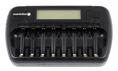 Karikues baterish EverActive NC-800, 8 kanale, LCD, i zi