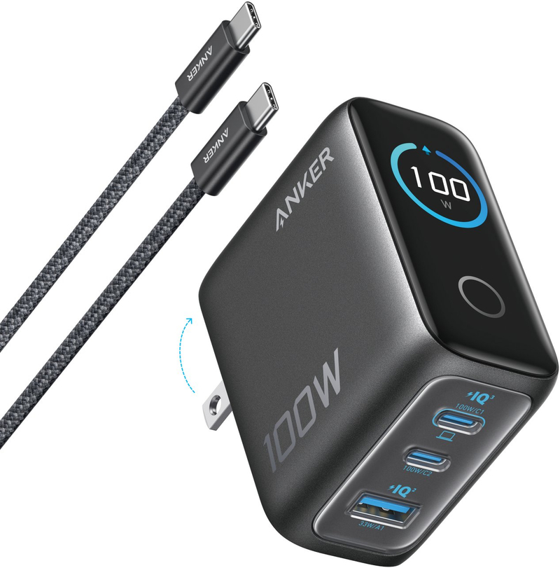Karikues Anker 3-Port GaN, 100W, 2xUSB-C 1xUSB-A, i zi