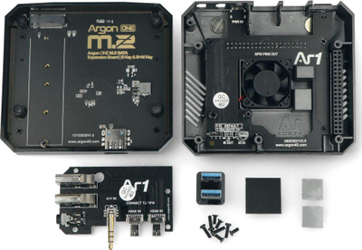 Kuti Argon40 Argon ONE M.2 për Raspberry Pi 4B, me ventilator ftohës, mban SSD M.2, gri