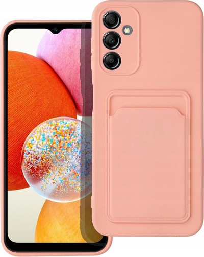 Futrollë OEM Card Case për Samsung A14 4G 5G, me xhep për karta, silikoni, rozë