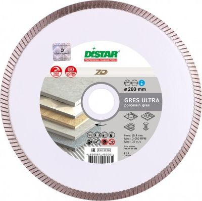 Disk diamanti Distar Gres Ultra, 200mm, për gres dhe mermer, i bardhë