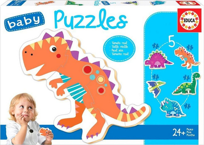 Puzzle edukative Educa Baby Dinosaurs, 5 puzzle, 24+ muaj, shumëngjyrëshe