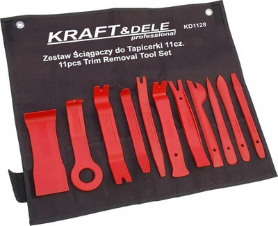 Set leva për kapëse tapicerie makine, 11 copa, plastikë e fortë, portokalli