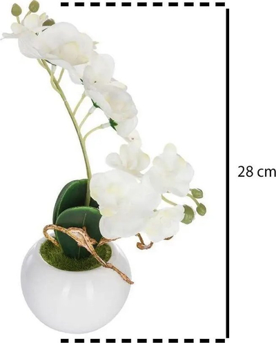 Lule artificiale Atmosphera orkide në vazo, 25 cm, e bardhë