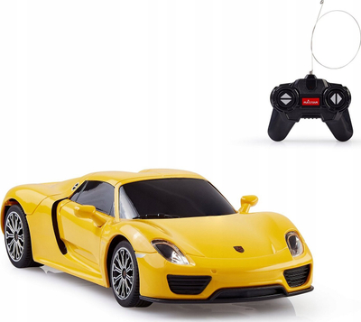 Makinë lodër me telekomandë Rastar Porsche 918 Spyder, shkallë 1:24, R/C, e verdhë