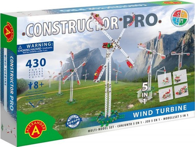Set konstruktiv Alexander Toys Constructor PRO Turbinë Ere, 430 pjesë, 5 në 1, shumëngjyrësh