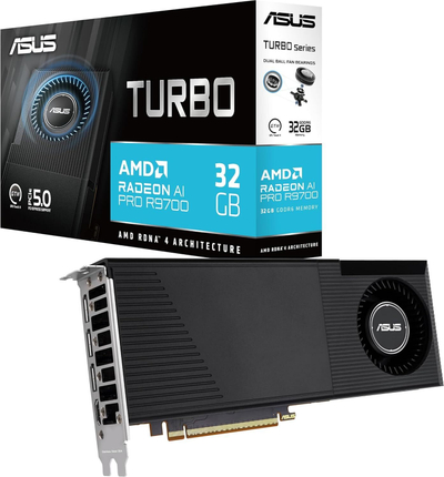 Kartë grafike ASUS Radeon AI Pro R9700 Turbo, 32GB GDDR6, PCIe 5.0, e zezë