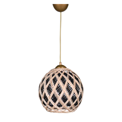 Llambë e varur tavani, litar beige/black, 22×18×20 cm (HM7644.01), bezhë/ zezë