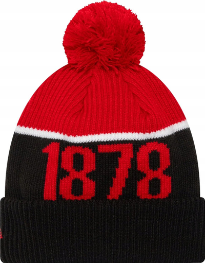 Kapelë dimri New Era Manchester United 60564619, me pupon, akrilik, e kuqe e zezë