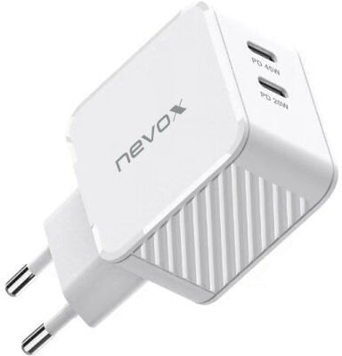Karikues muri Nevox Dual USB C 45W, 2 porta USB C, GaN, i bardhë