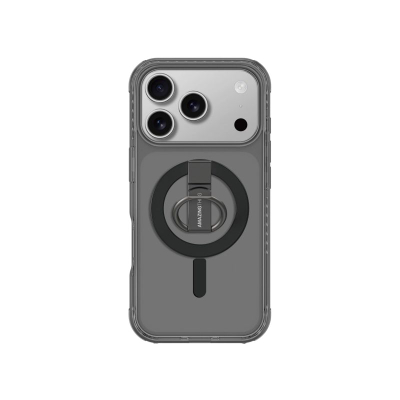 Mbulesë telefoni AmazingThing Titan Pro Grip Ring për iPhone 17 Pro Max, MagSafe gati, transparente me detaje të zeza