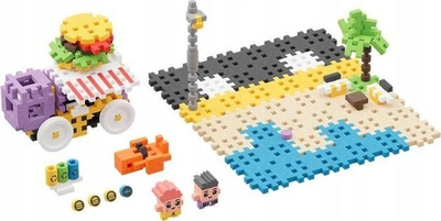 Set ndërtimi Marioinex Mini Waffle City Blocks Food Truck, 148 pjesë, me figurina, shumëngjyrësh