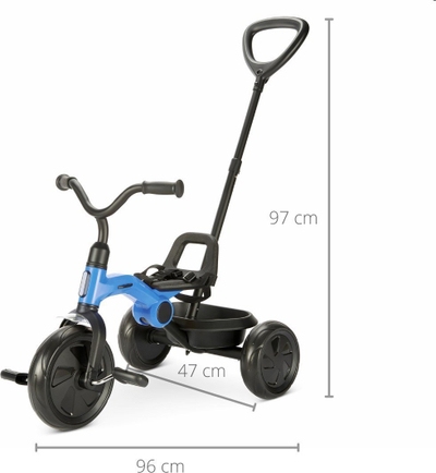 Tricikel për fëmijë Qplay Ant Plus, palosës, me dorezë prindi, blu