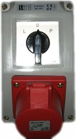 Komplet instalimi Spamel ZI02R121, prizë 16A 4P, IP44, e kuqe