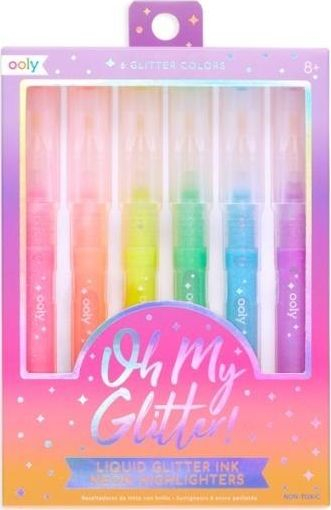 Markerë theksues OOLY Oh My Glitter, set 6 copë, neon, me shkëlqim