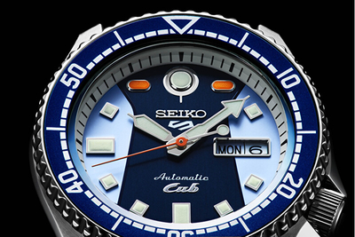 Orë për meshkuj Seiko 5 Sports x Honda Super Cub Limited Edition Automatic SRPK37K1, e kaltër