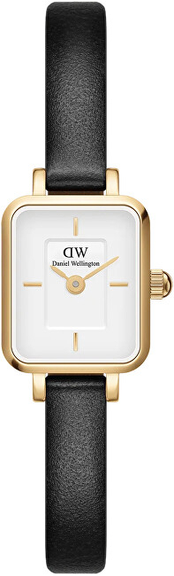 Orë dore për femra Daniel Wellington Quadro Mini DW00100729, e zezë/artë